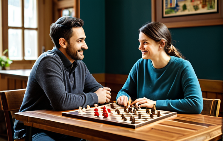 **Prompt: Strategic Collaboration Board Game**
A diverse couple, fully clothed in modest, comfortable attire, seated at a polished wooden table in a well-lit, cozy board game café. They are intensely focused on a cooperative strategy board game, with game board, cards, and tokens neatly arranged before them. One individual points thoughtfully at the board, discussing a move, while the other listens intently, nodding in agreement. Their expressions show deep concentration blended with subtle smiles of shared enjoyment and collaboration. The scene is captured with professional photography, showcasing crisp details, natural lighting, and a warm, inviting atmosphere. This image exemplifies teamwork and intellectual connection. perfect anatomy, correct proportions, natural pose, well-formed hands, proper finger count, natural body proportions, safe for work, appropriate content, fully clothed, professional dress, modest clothing.
