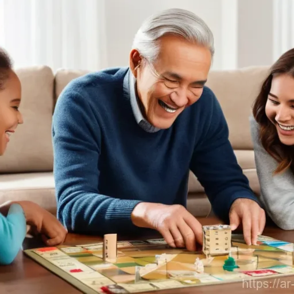 보드게임 관련 퀴즈 - A diverse, multi-generational family, including grandparents, parents, and children (one baby wearin...