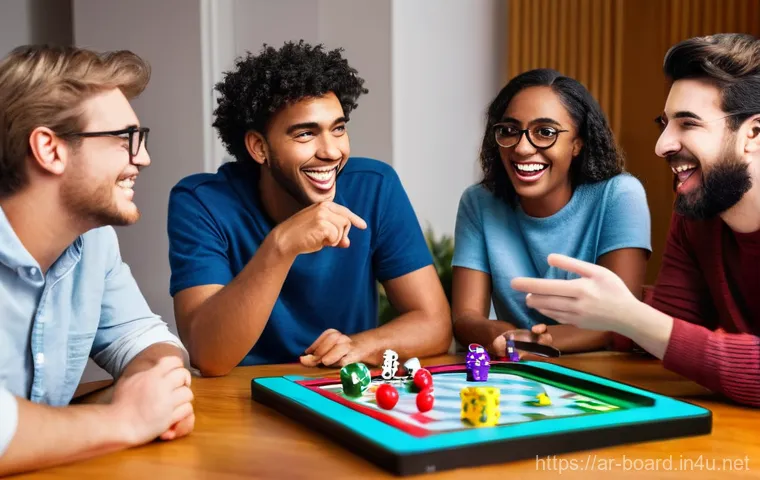 보드게임과 라이브 스트리밍 - **Prompt 1: Lively Board Game Stream with Friends** "A group of diverse friends, aged late teens...