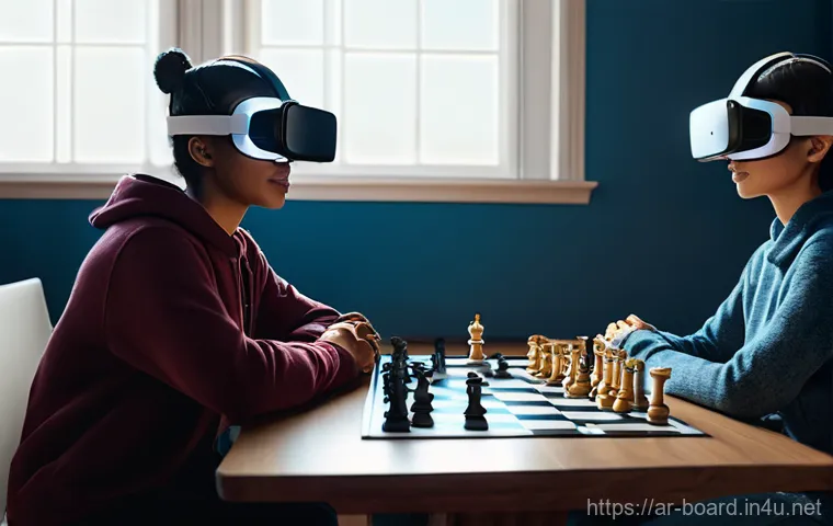 보드게임 VR AR 기술 - **Interactive History Lesson in an Ancient Courtyard:** A curious Arab teenager, wearing a tradition...
