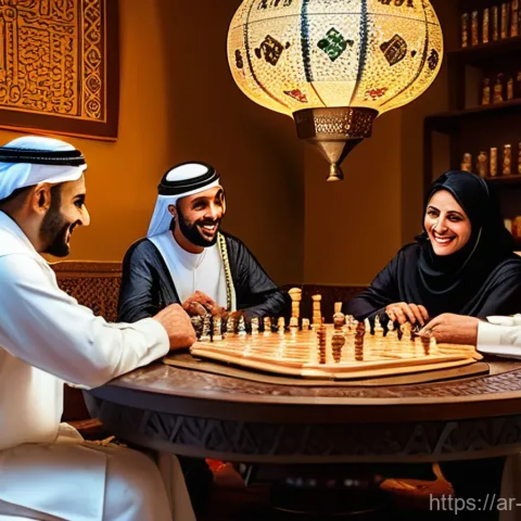 보드게임 수출 성공 사례 - **Prompt:** A heartwarming, vibrant illustration of an Arab multi-generational family enjoying a liv...